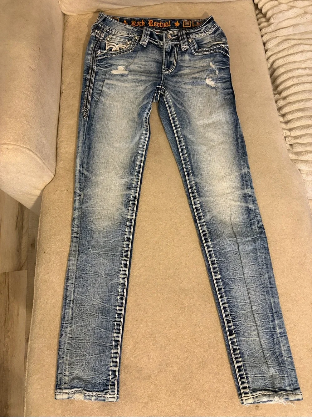 Rock Revival Vianne Skinny Jeans Flap Pocket Rhinestone – Size 25